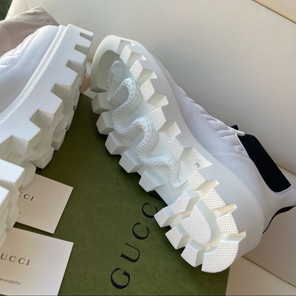 NEW Gucci Women's White & Black Matelassé Chelsea Boot 643958 DH7D0 G 38 US 8 - Picture 8 of 11